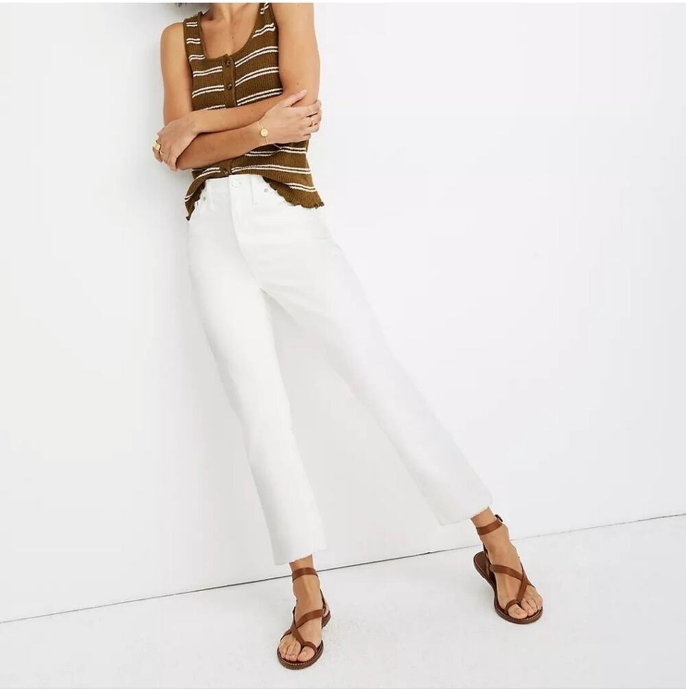 Madewell The High-Rise Slim Crop Boyjean White Size 27